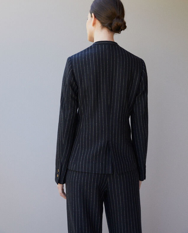 Chaqueta sastre sin cuello Azul