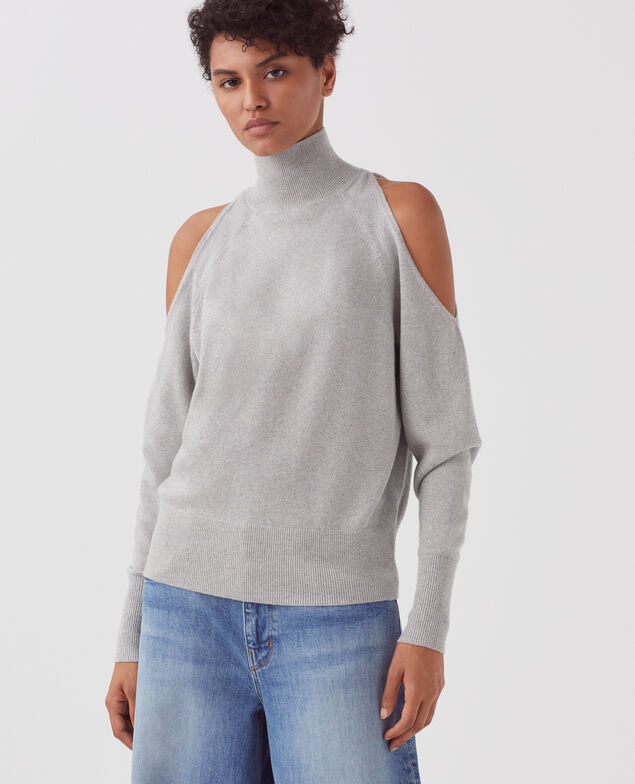 Jersey con hombros descubiertos I025 ashen gray lurex