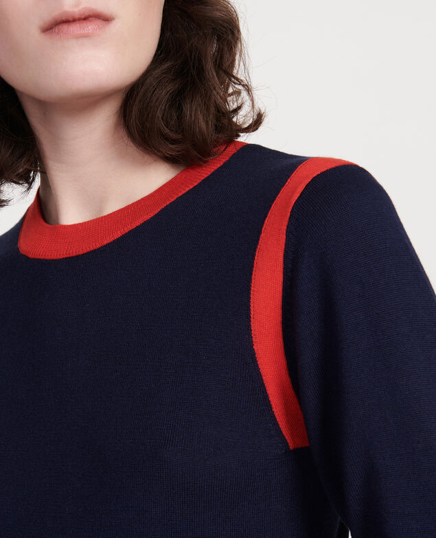 Jersey con seda cachemir Stripes maritime blue fiery red