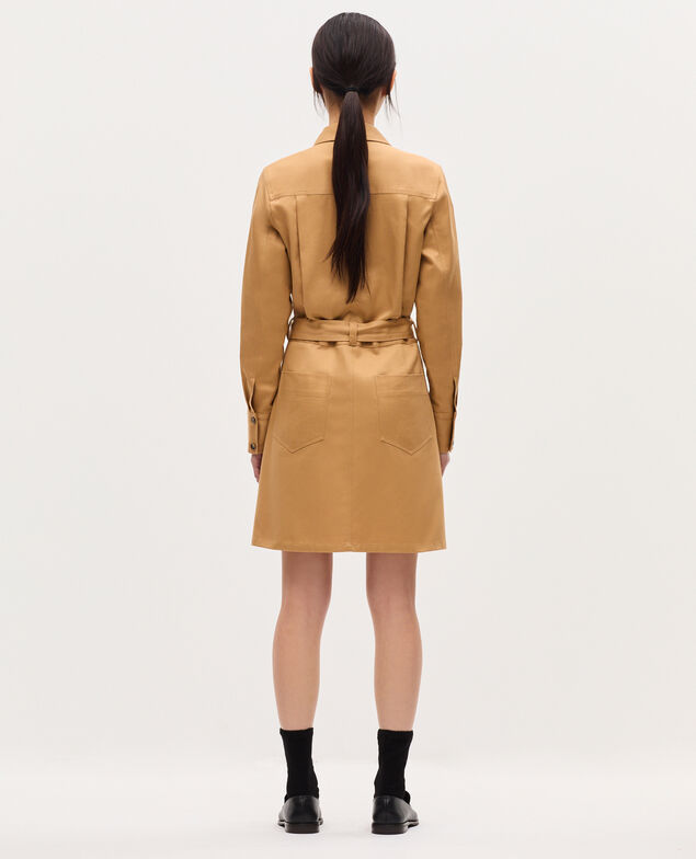 Vestido camisero corto estilo workwear K320 prairie sand