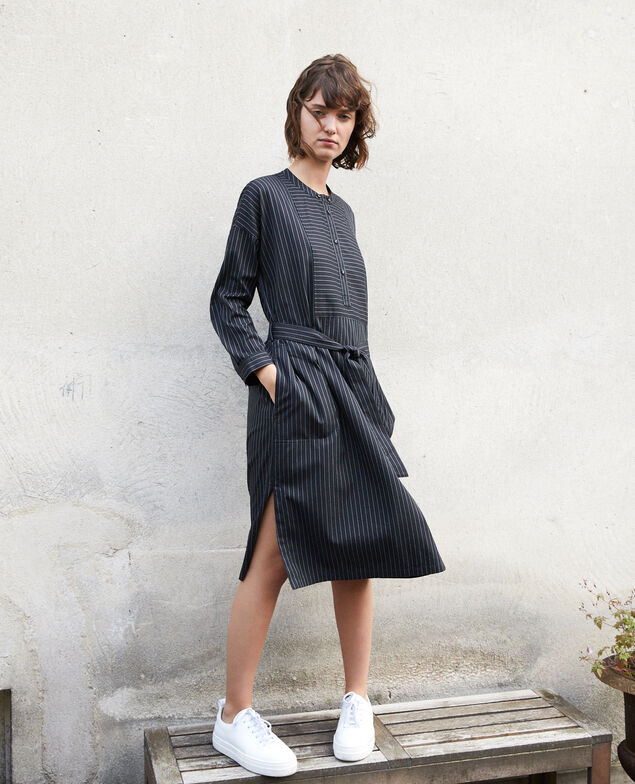 Vestido cuello mao Negro