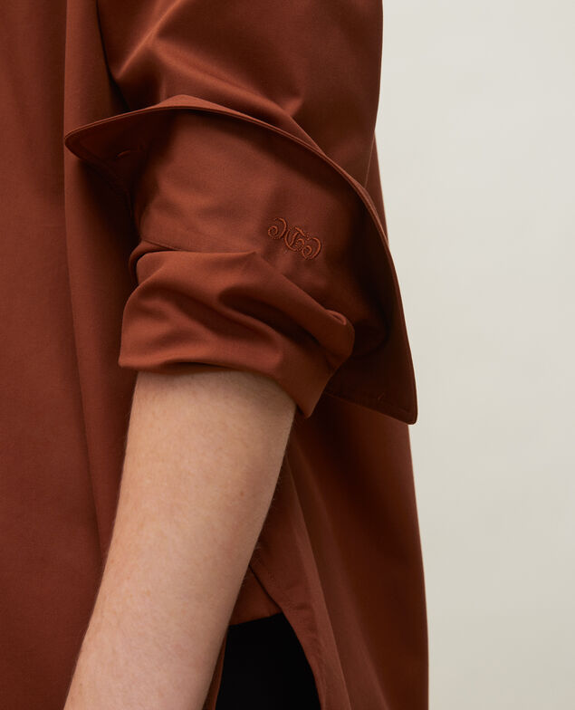  Camisa de algodón oversize con pechera Tortoise shell