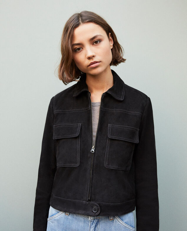 Chaqueta corta de ante Noir