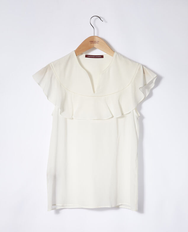 Blusa con volante Blanco