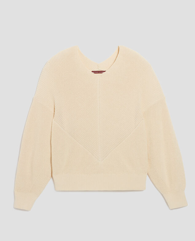 Jersey de algodón y cuello de pico H304 albore