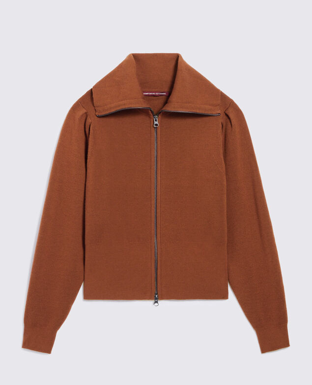 Cárdigan con cremallera con lana merino I360 brown