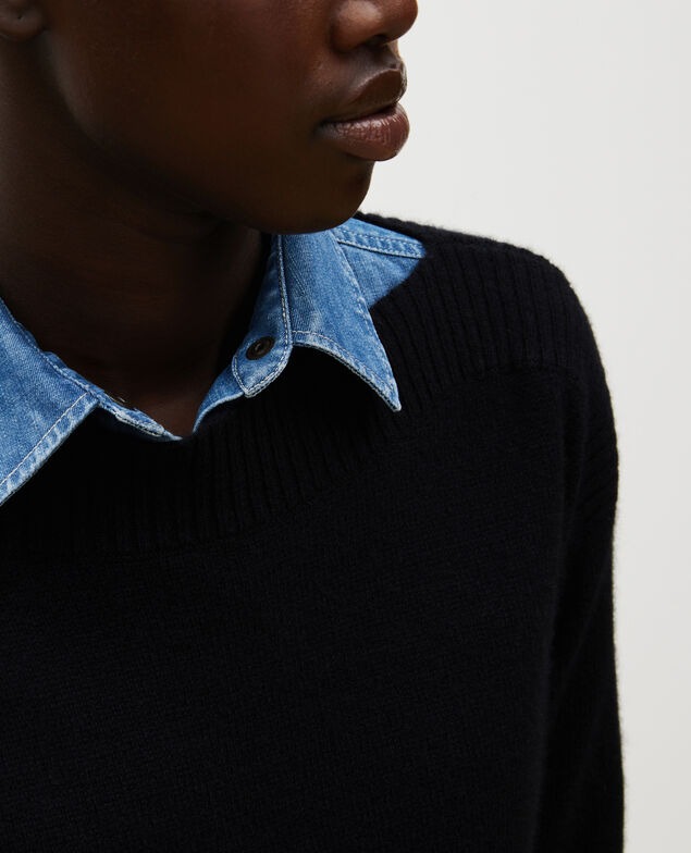 Jersey de cachemir con cuello de barco Black beauty