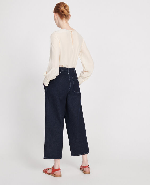 Jeans wide leg cropped en bruto Denim rinse