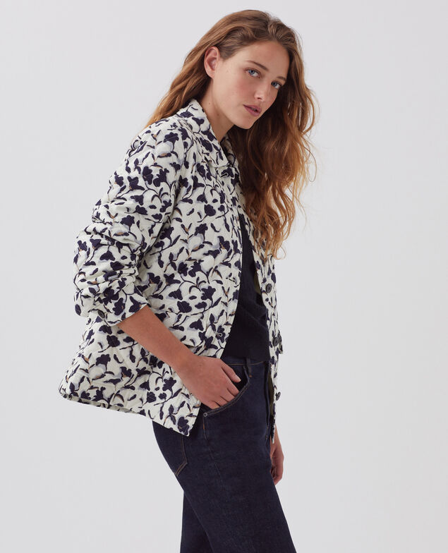 Chaqueta acolchada de algodón I017 new fl ikat ecru