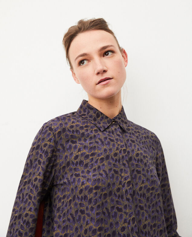 Camisa de corte recto Dot leaves olive night