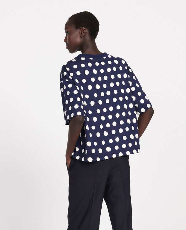 Camiseta boxy de algodón Dots maritime blue