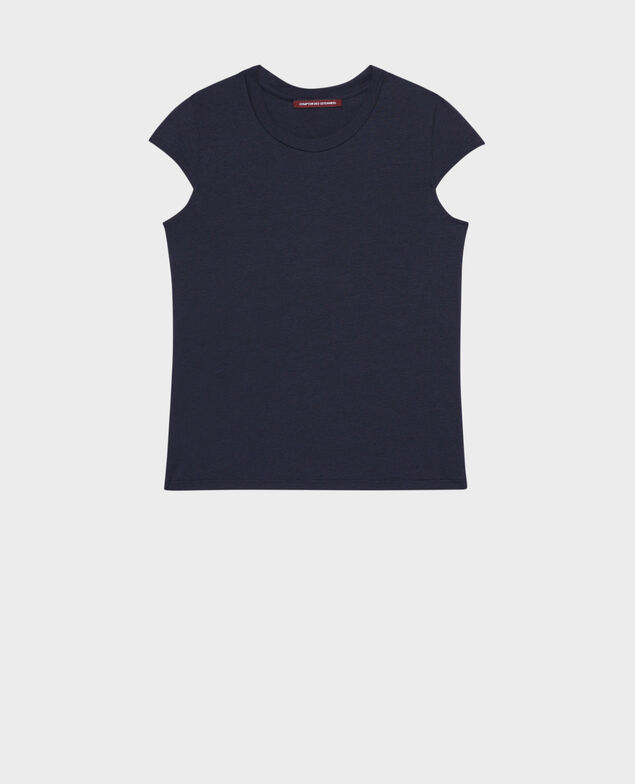 MANON - la camiseta con cuello redondo de algodón mezclado 7012c 69 navy