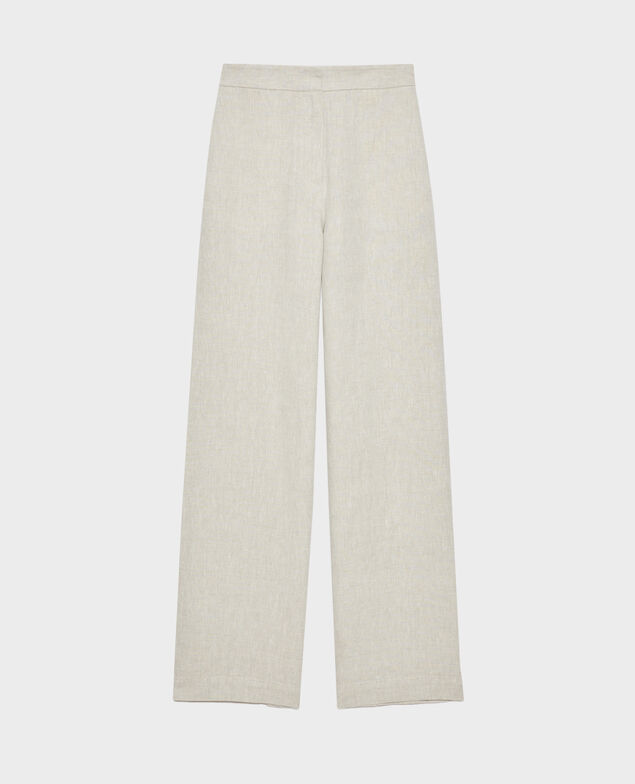 Pantalón de lino con talle alto Natural linen
