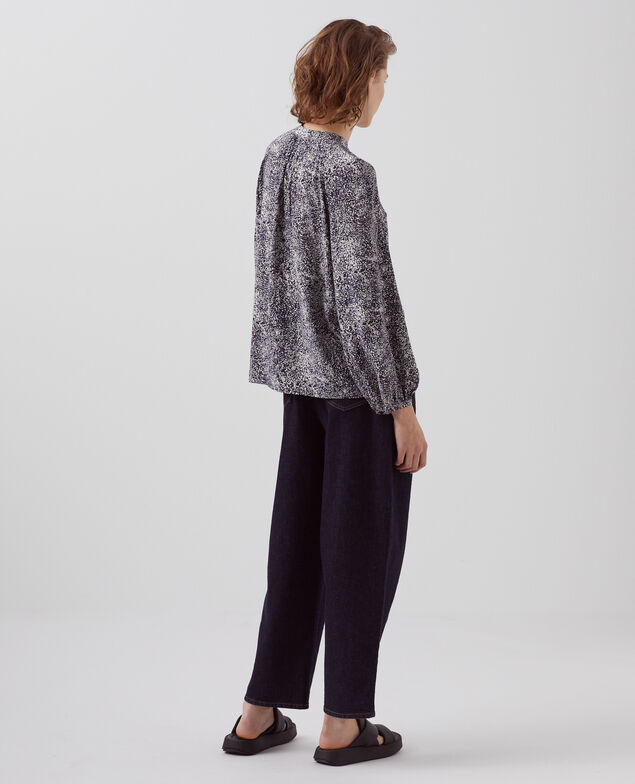 Blusa fluida de manga larga H690 micro fl navy