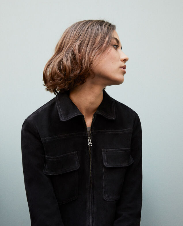 Chaqueta corta de ante Noir