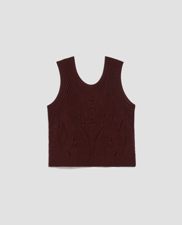 Top de crochet con motivo floral J380 decadent chocolate