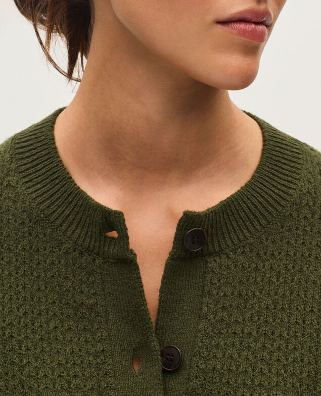 Cárdigan de cuello redondo  U570 olive