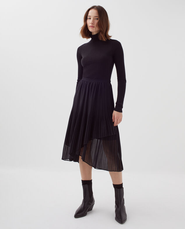 Falda midi plisada fluida H091 black beauty