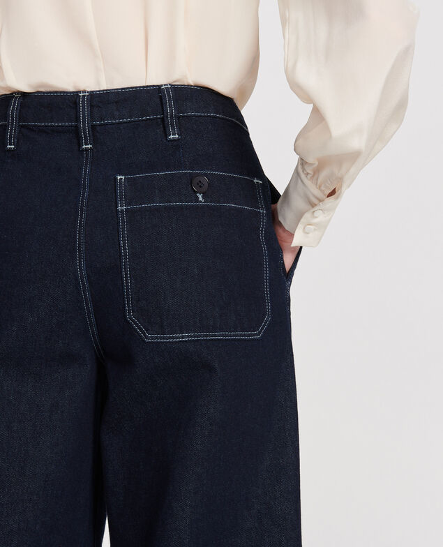 Jeans wide leg cropped en bruto Denim rinse