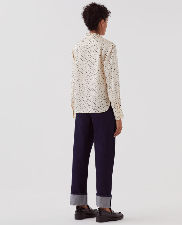 Camisa fluida con volantes I018 print birdy