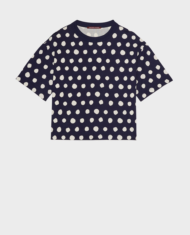 Camiseta boxy de algodón Dots maritime blue