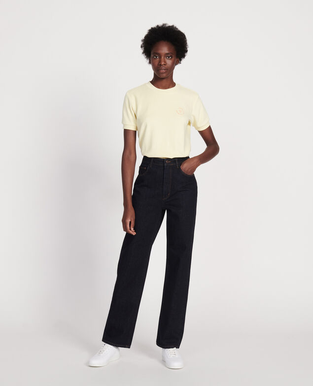 Jeans talle alto y corte recto Denim rinse