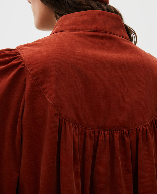 Vestido amplio de terciopelo con pechera  Brandy brown