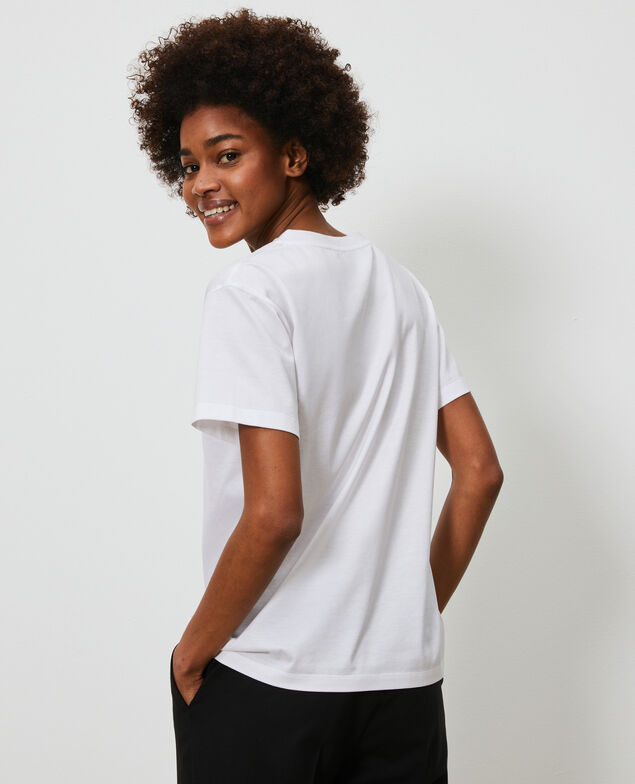 Camiseta bordada de algodón Optical white