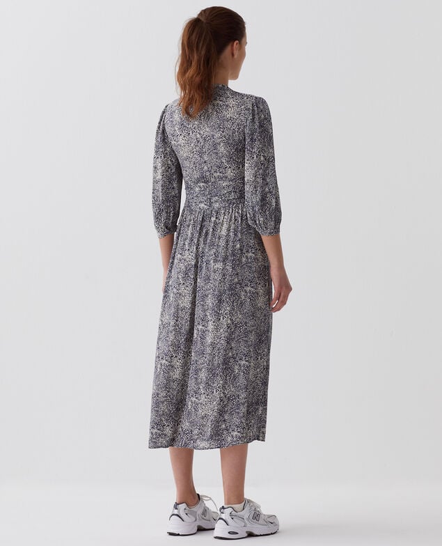 Vestido largo fluido H690 micro fl navy