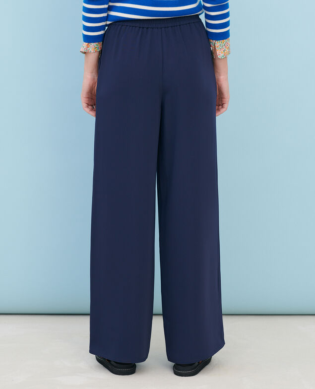 YVONNE - Pantalón con ancho talle alto Night sky