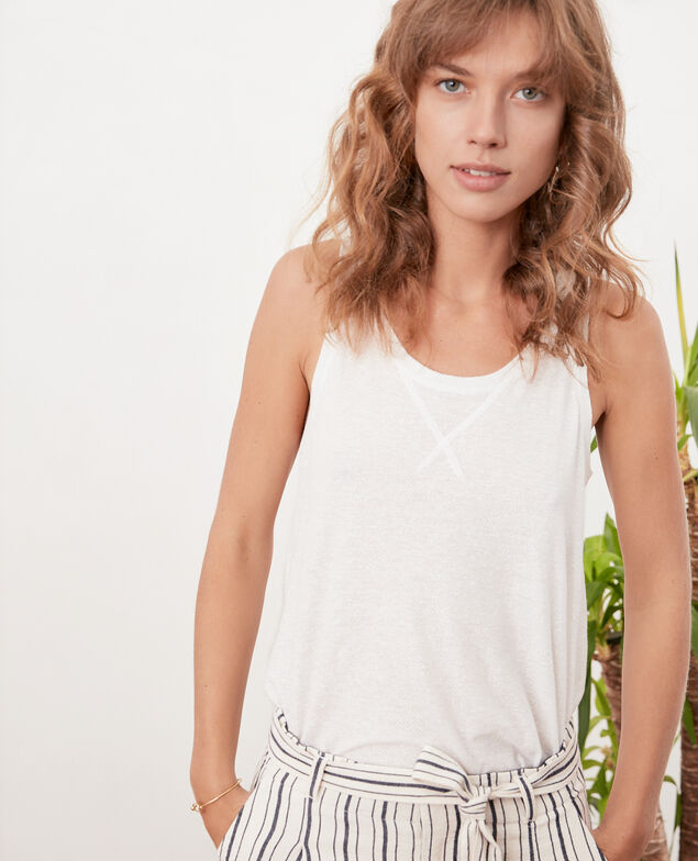 Camiseta de tirantes irisada con lino Off white