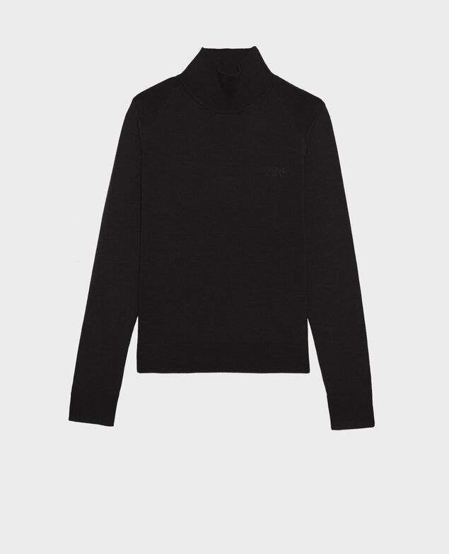 Jersey de lana merino con cuello subido Black beauty
