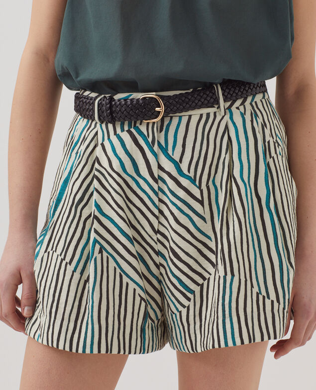 Short fluido estampado motivo de cebra J014 big zebra ecru