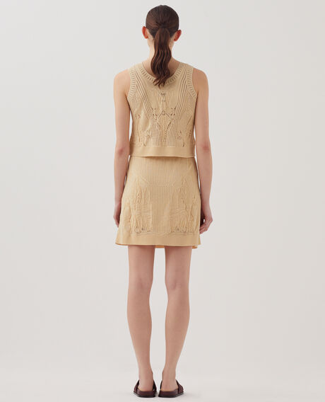 Falda corta de crochet con motivo floral J300 natural