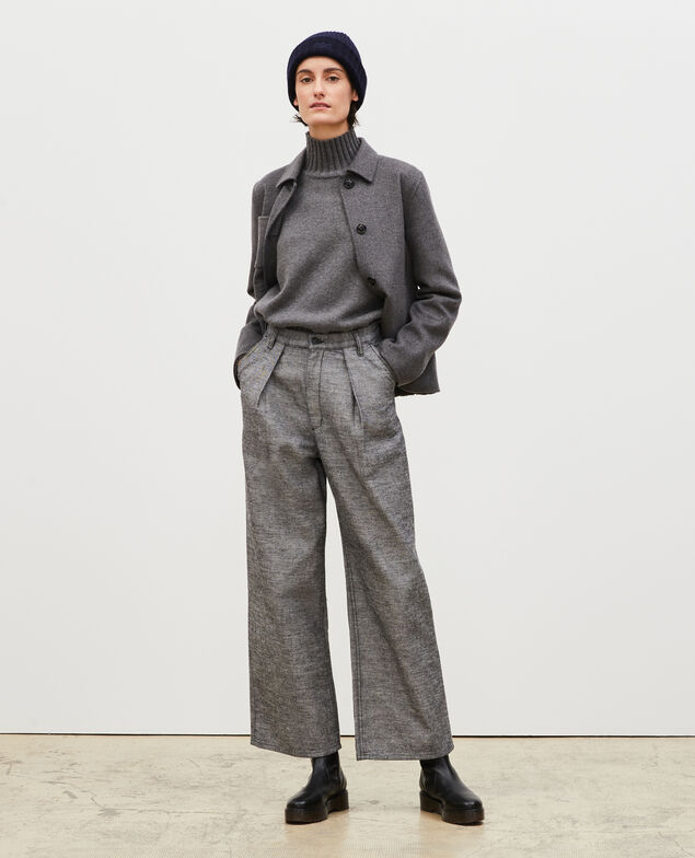 PLEATED - Pantalón ancho en denim gris Grey wash