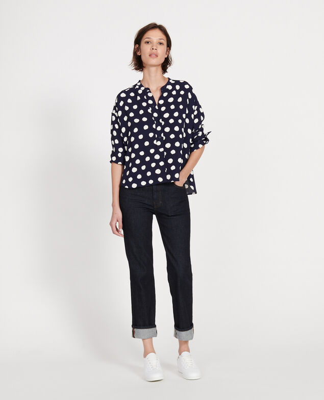 Blusa de corte recto Dots maritime blue