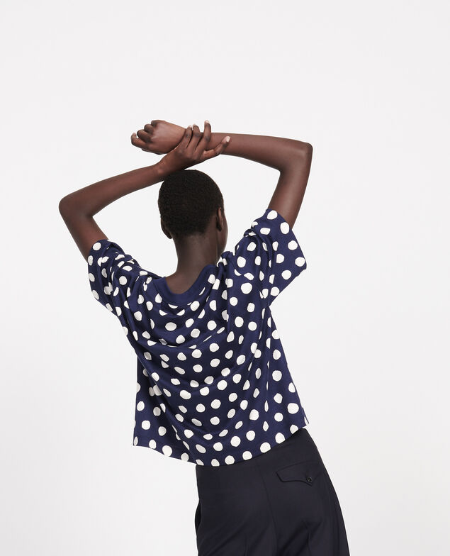 Camiseta boxy de algodón Dots maritime blue