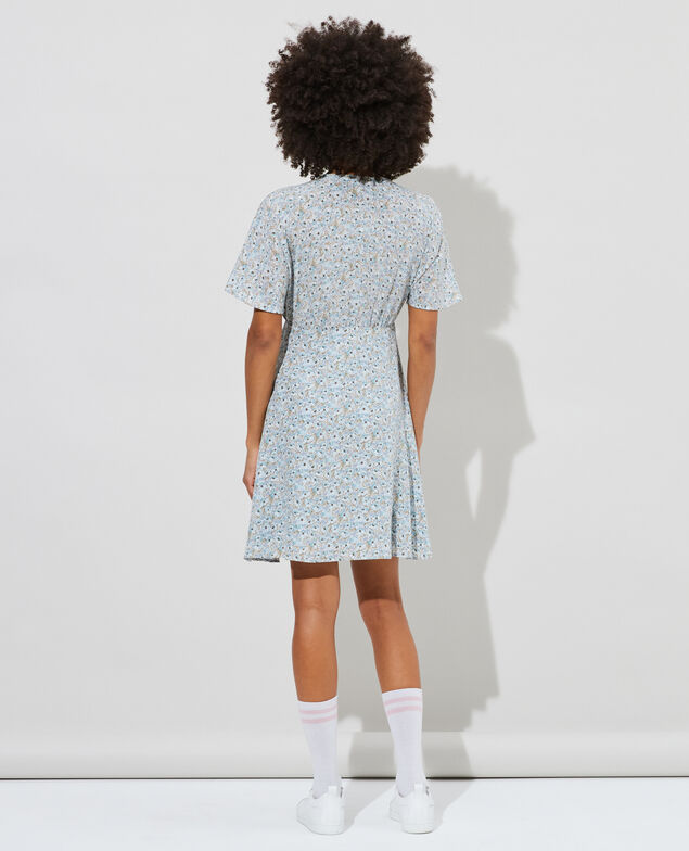 Vestido corto de seda Art deco blue