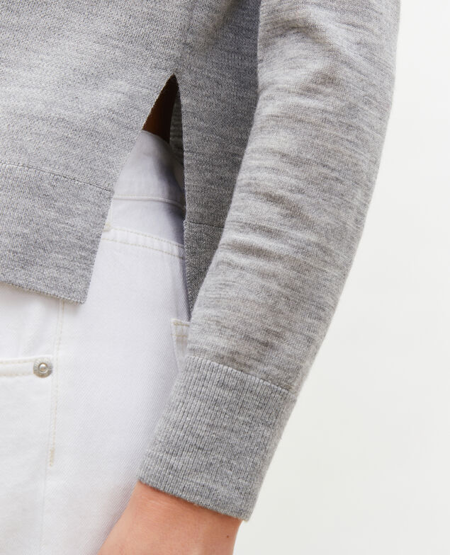 Jersey de lana merino con cuello subido Light grey melange