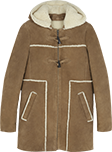 Peau lainée style duffle coat à capuche amovible